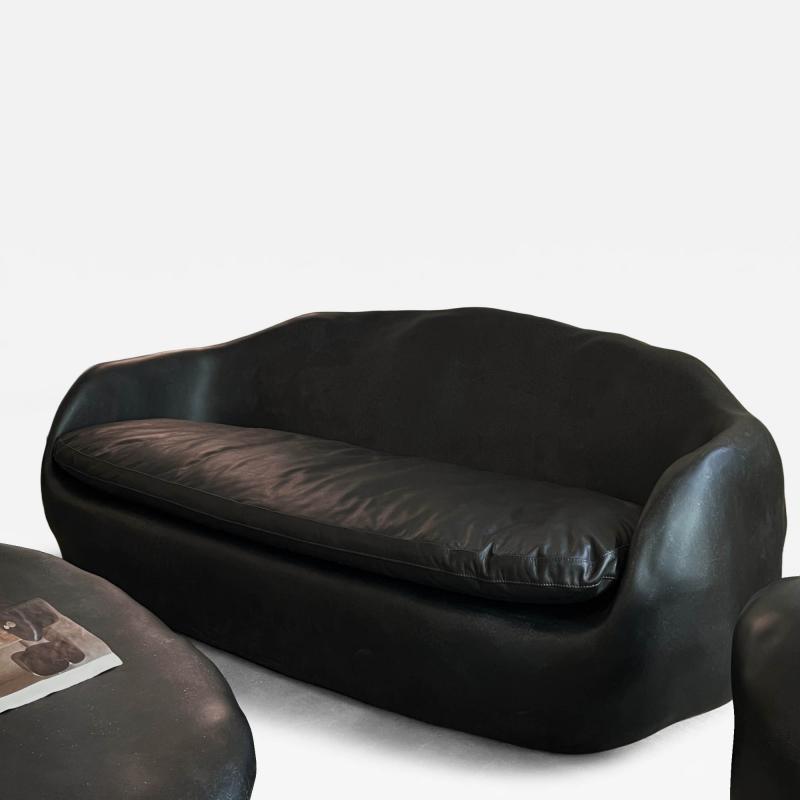 Kar Studio Contemporary Black Knead Fiberglass Sofa