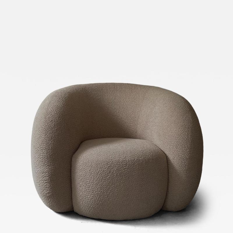 Kar Studio Contemporary Circular Boucle Upholstered Lounge Chairs