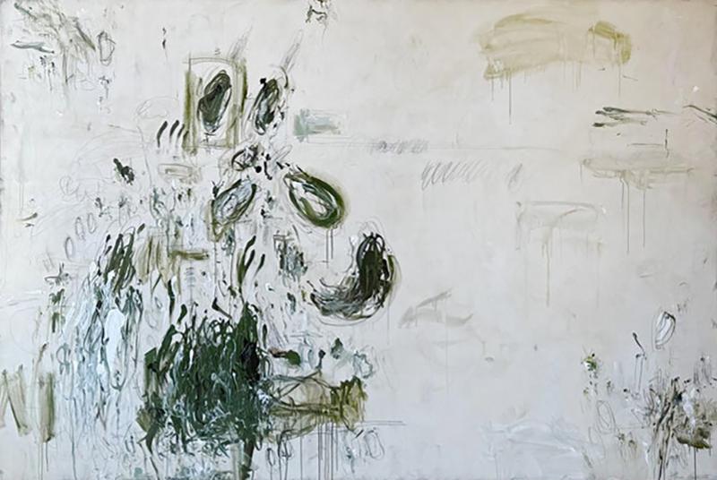 Karina Gentinetta Grand Overture in Green Monumental Acrylic Oil Pastel Painting 72 x108 
