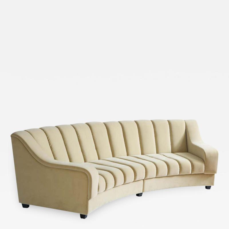 Karina Gentinetta Modular 2 Piece Segmented Curved Sofa in Buff or Beige Velvet Italy 2019