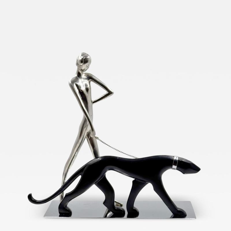 Karl Hagenauer Hagenauer Sculpture Woman Walking Panther Vienna 1930s Art Deco