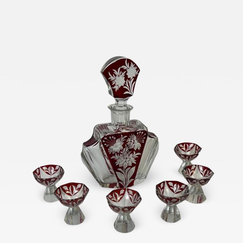 Karl Palda Art Deco Bohemian Glass Decanter Set