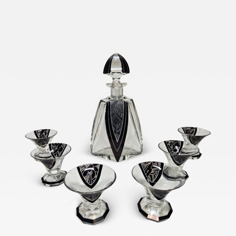 Karl Palda Art Deco Decanter and Glasses by Palda 1920s