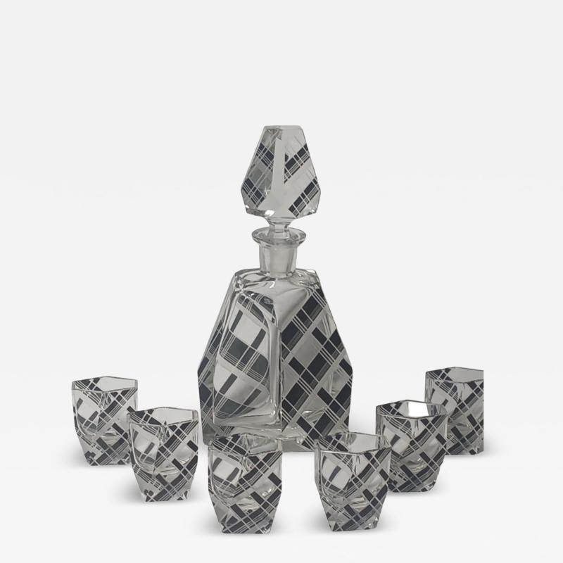 Karl Palda Modernist Decanter and Glasses by Karl Palda