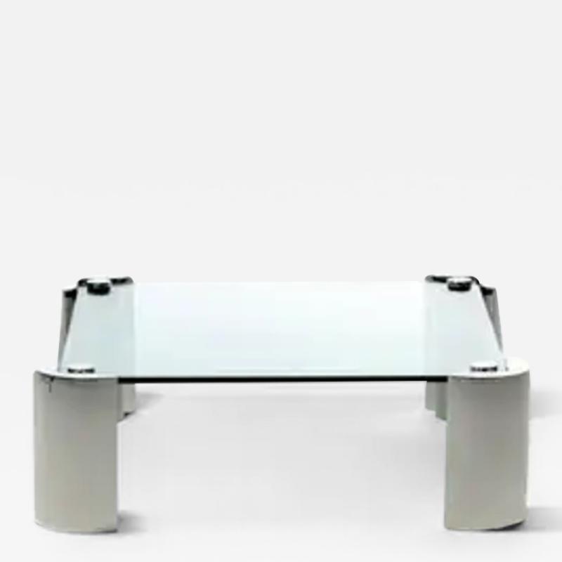 Karl Springer 1980s Sculptural Karl Springer Coffee Table in Glass and Stainless Steel