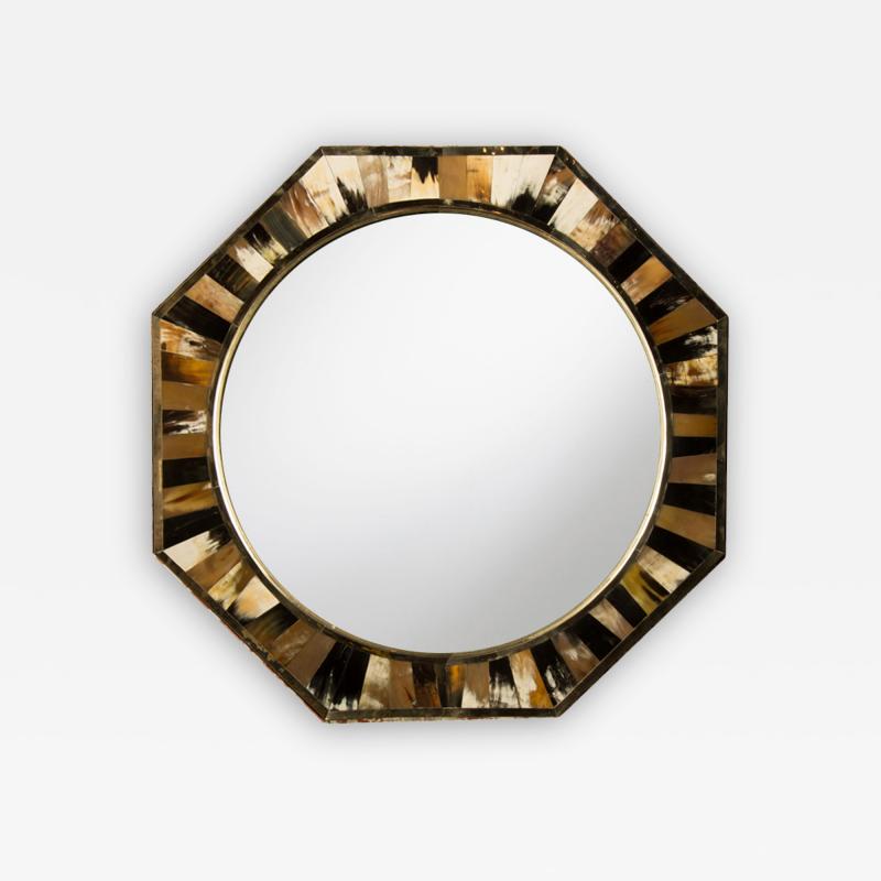 Karl Springer A contemporary eight sided horn mirror in the manner of Karl Springer