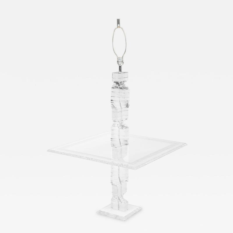 Karl Springer American Mid Century Lucite FLoor Lamp with Table