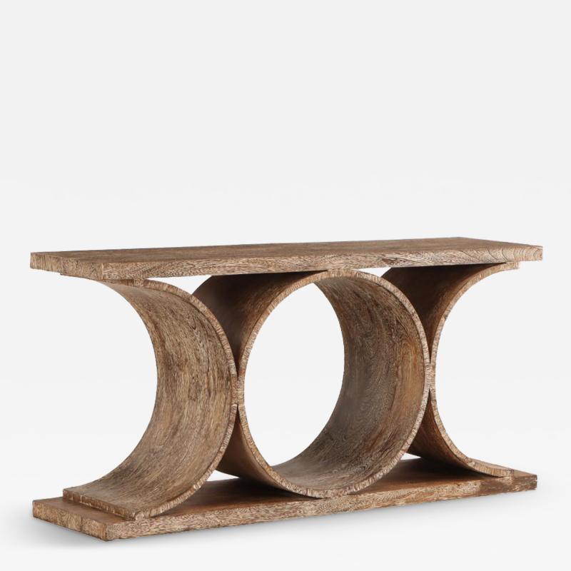 Karl Springer Cerused oak console in the manner of Karl Springer Contemporary 