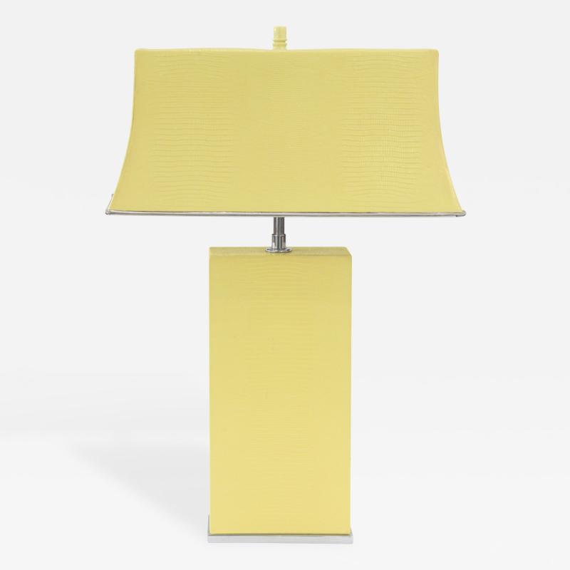 Karl Springer Chic Table Lamp Clad in Yellow Embossed Lizard by Karl Springer