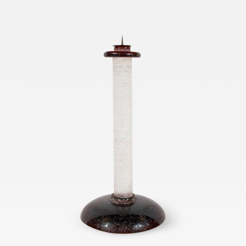 Karl Springer Documented Karl Springer Midcentury Venetian Scavo Glass Candlestick by Seguso