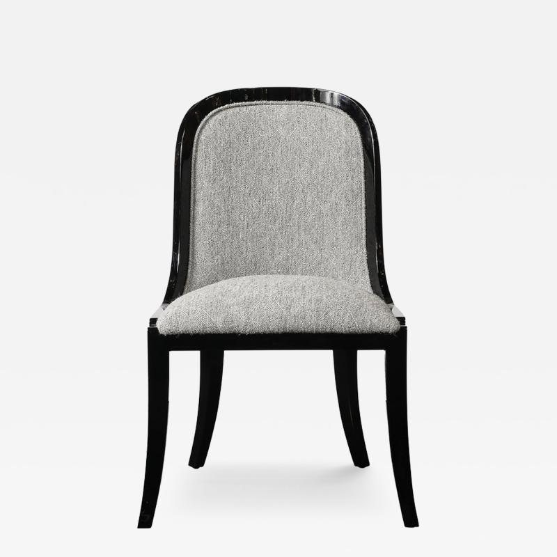 Karl Springer Documented Regina Side Chair in Black Lacquer by Karl Springer