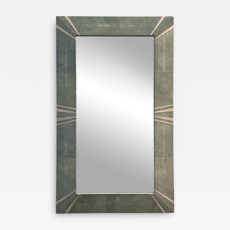 Karl Springer EXEPTIONAL SHAGREEN AND TESSELATED STONE ART DECO REVIVAL MIRROR