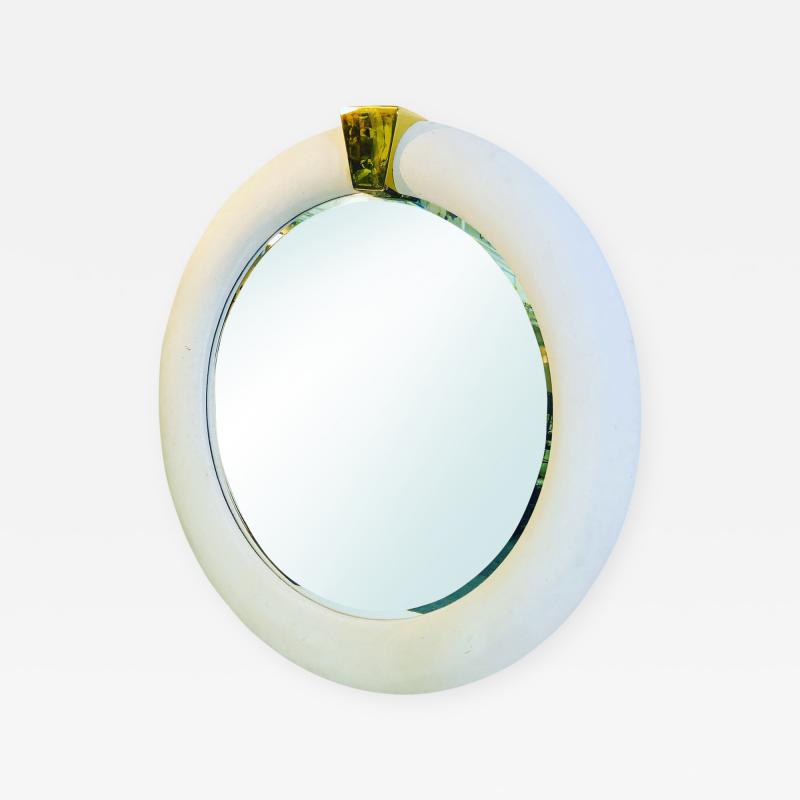 Karl Springer Exceptional Mirror in Faux Stone Lacquer Manner of Karl Springer