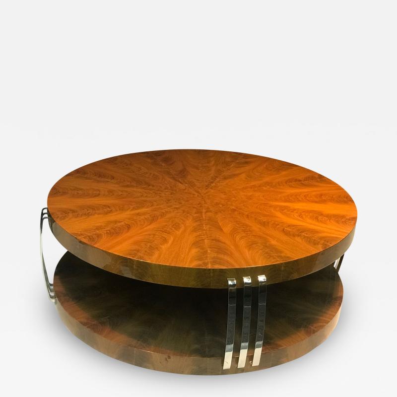 Karl Springer Impressive Art Deco Style Burled Wood Coffee Table in the Style of Karl Springer