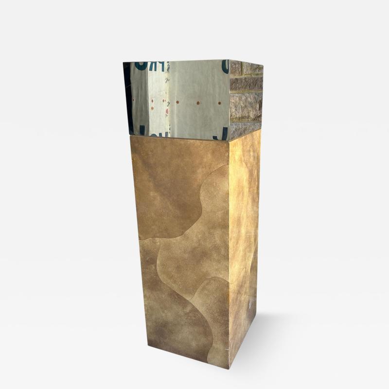 Karl Springer Incredible Tall Karl Springer style Goatskin Chrome Pedestal Mid Century Modern