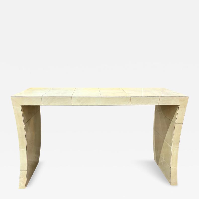 Karl Springer Italian Modern Parchment Console Table