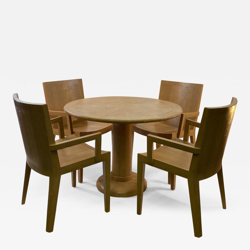 Karl Springer KARL SPRINGER JMK LIZARD EMBOSSED DINING TABLE AND CHAIRS