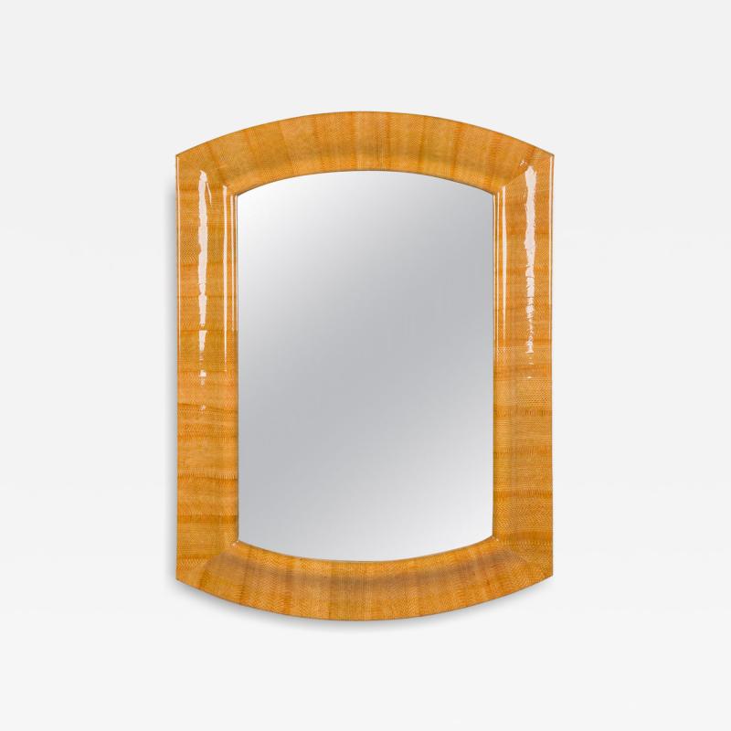 Karl Springer Karl Springer American Mid Century Light Brown Snakeskin Frame Wall Mirror