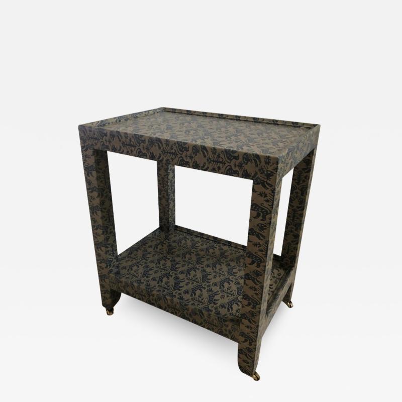 Karl Springer Karl Springer Animal Print Foo Dog Petite Rolling Two Tier Table