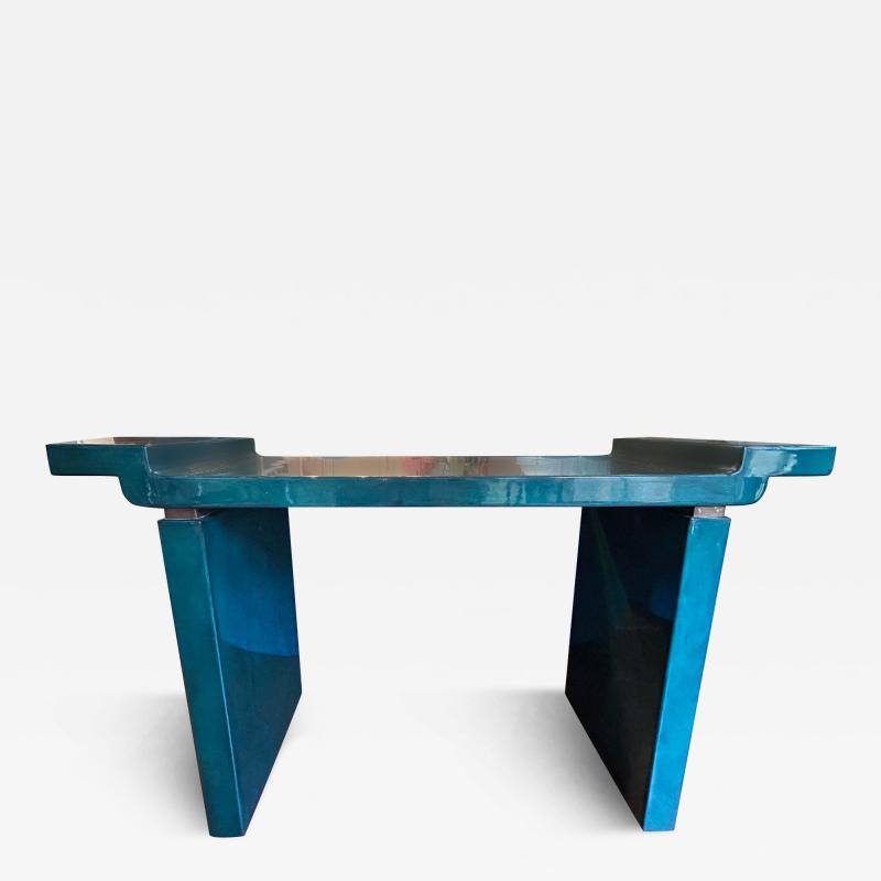 Karl Springer Karl Springer Attributed Lacquered Goatskin Console Table