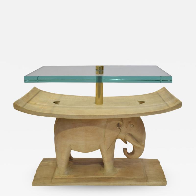 Karl Springer Karl Springer Authentic African Elephant Table with Floating Glass Top 1980s