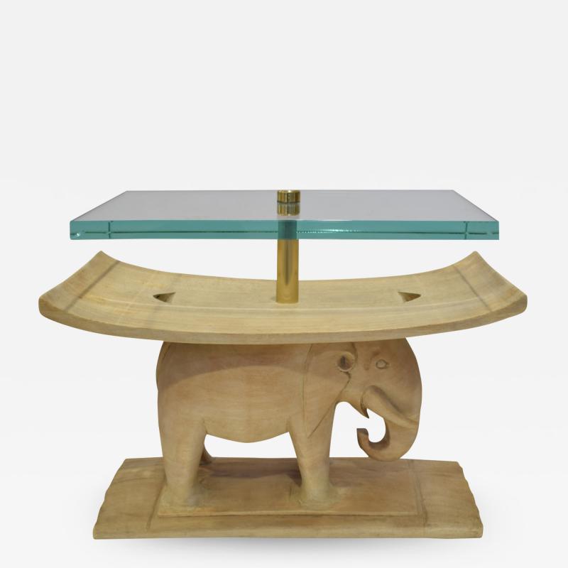 Karl Springer Karl Springer Authentic African Elephant Table with Floating Glass Top 1980s