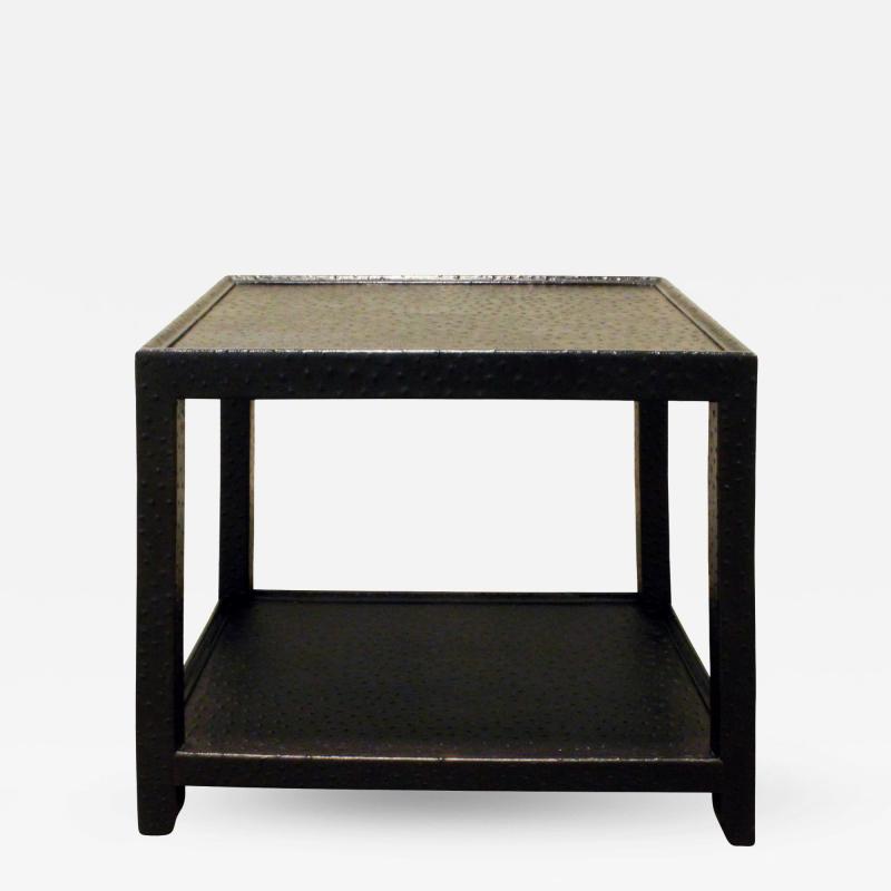 Karl Springer Karl Springer Black Ostrich Side Table 1970s