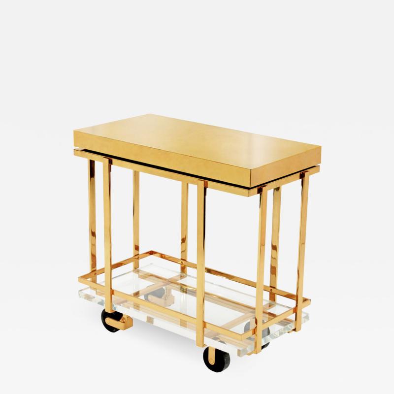 Karl Springer Karl Springer "Brass and Lucite BarCart" 1980s