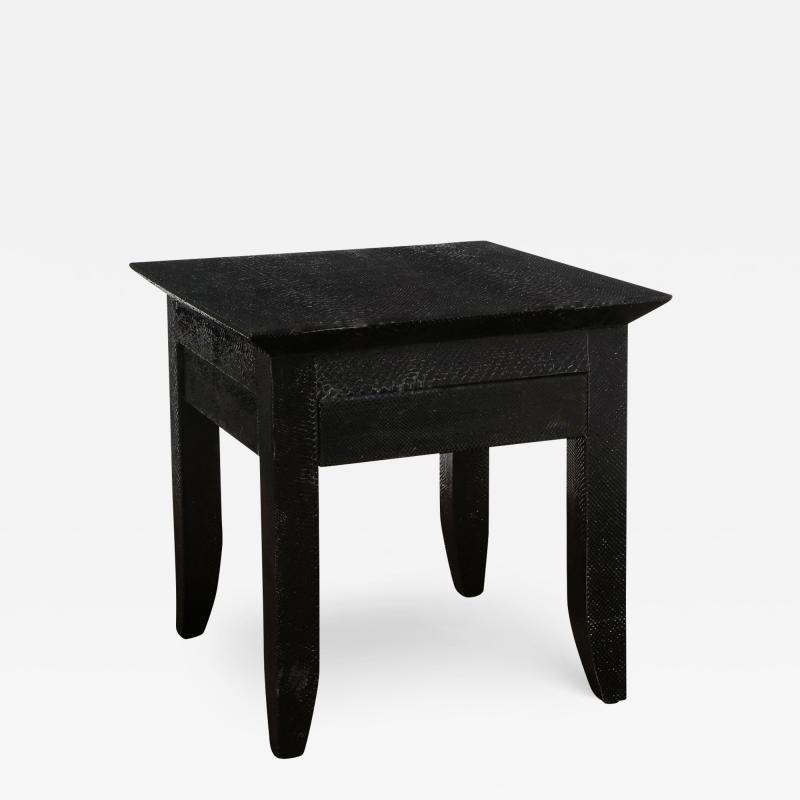 Karl Springer Karl Springer Bristol Side Table in Black Cobra 1980s Signed 