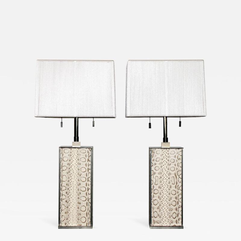 Karl Springer Karl Springer Bronze and Boa Table Lamps