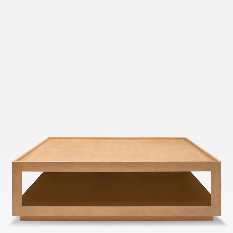 Karl Springer Karl Springer Chic Coffee Table in Embossed Lizard Leather 1993 Signed Dated 