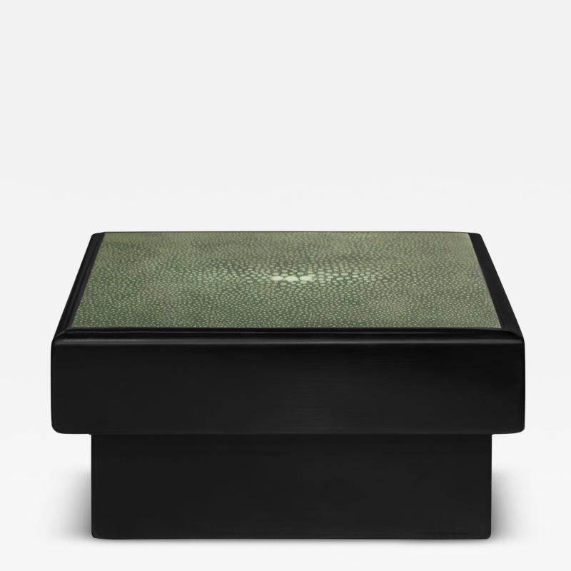 Karl Springer Karl Springer Chic Lidded Box with Green Shagreen Lacquer Top 1980s Signed 