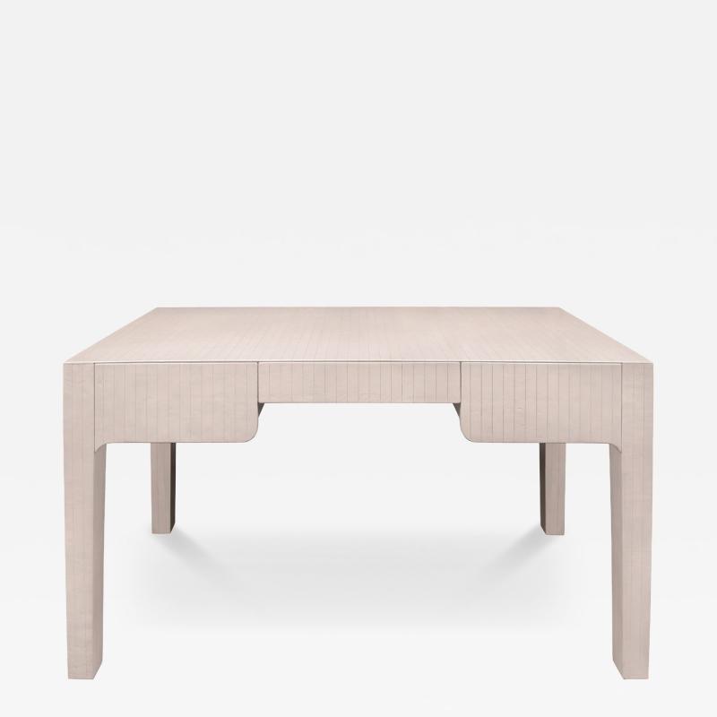 Karl Springer Karl Springer Chinese Parson Style Desk in Scored Leather 1980s