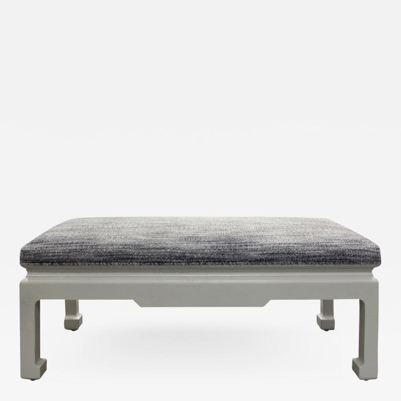 Karl Springer Karl Springer Chinese Style Bench in Gray Lacquered Linen 1970s