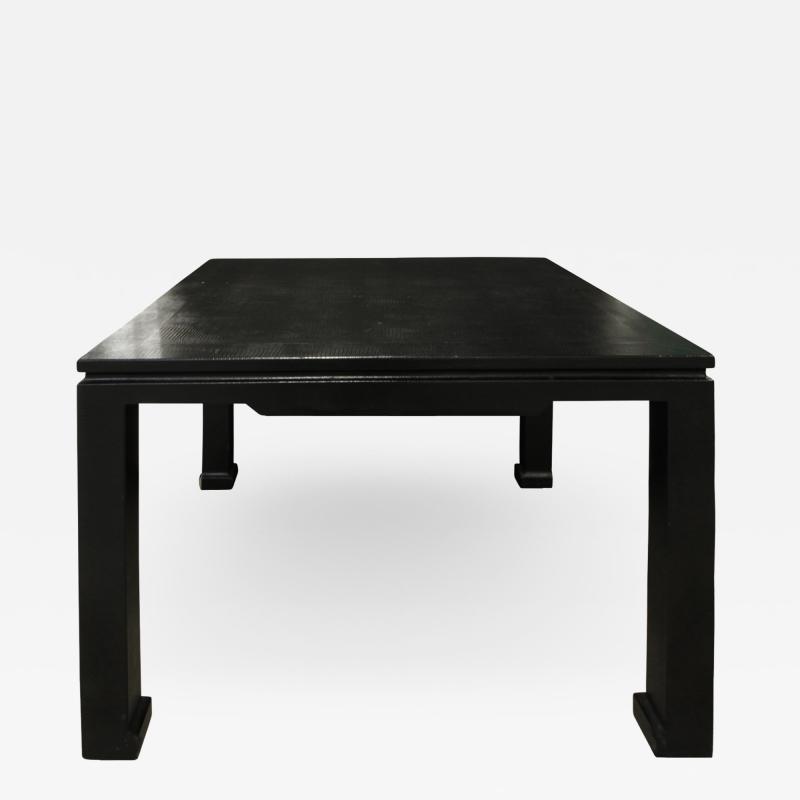 Karl Springer Karl Springer Chinese Style Game Table in Embossed Lizard Leather 1970s