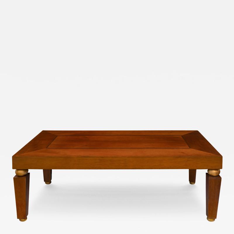 Karl Springer Karl Springer Coffee Table in Walnut with Macassar Ebony Gold Leaf 1980s