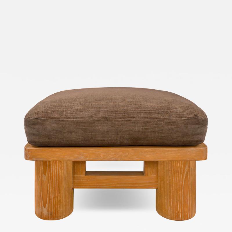 Karl Springer Karl Springer Dowelwood Ottoman in Solid Oak 1980s