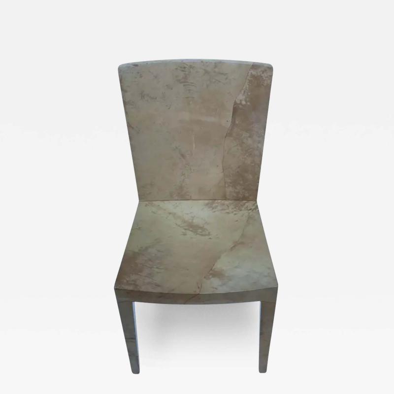 Karl Springer Karl Springer JMF Lacquered Goatskin Desk Chair or Side Chair in Beige Cream
