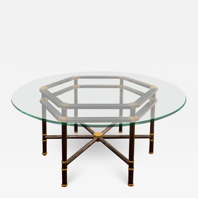 Karl Springer Karl Springer Jansen Style Dining Table in Polished Gunmetal and Brass 1980s