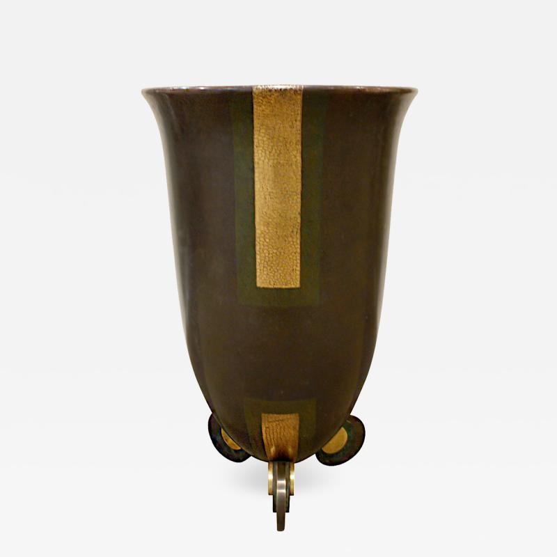 Karl Springer Karl Springer Large Bronze and Copper Art Deco Vase 1980s