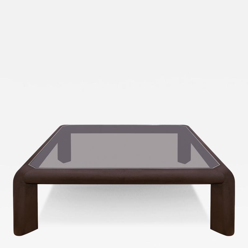 Karl Springer Karl Springer Large Coffee Table in Embossed Lizard Leather 1986 Signed Dated