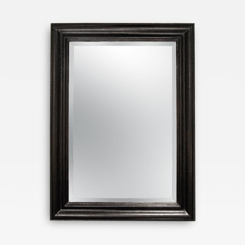 Karl Springer Karl Springer Large Molding Mirror Covered in Black Cobra 1970s