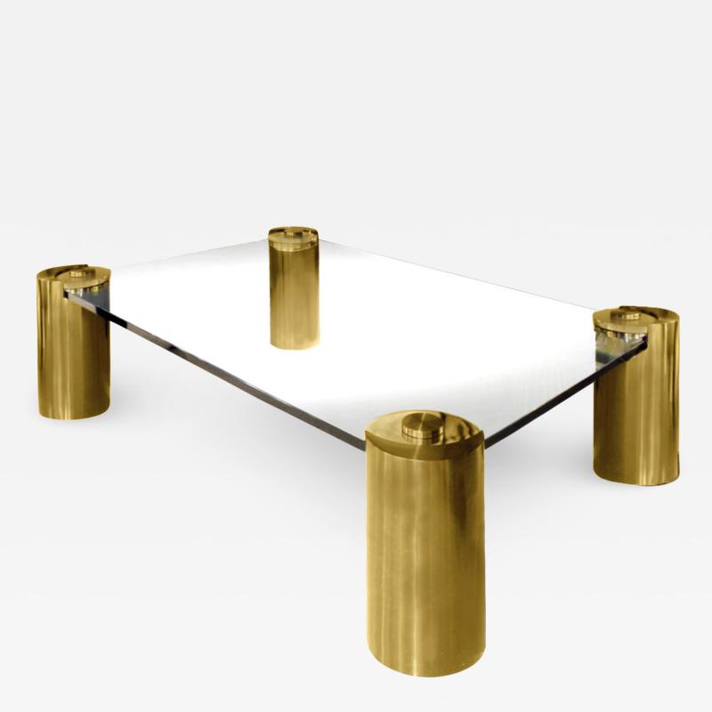 Karl Springer Karl Springer Large Sculpture Leg Coffee Table in Brass 1980s