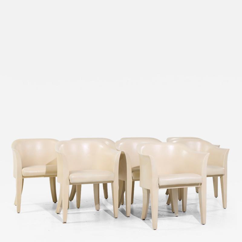 Karl Springer Karl Springer Mid Century Tulip Leather Dining Chairs Set of 8