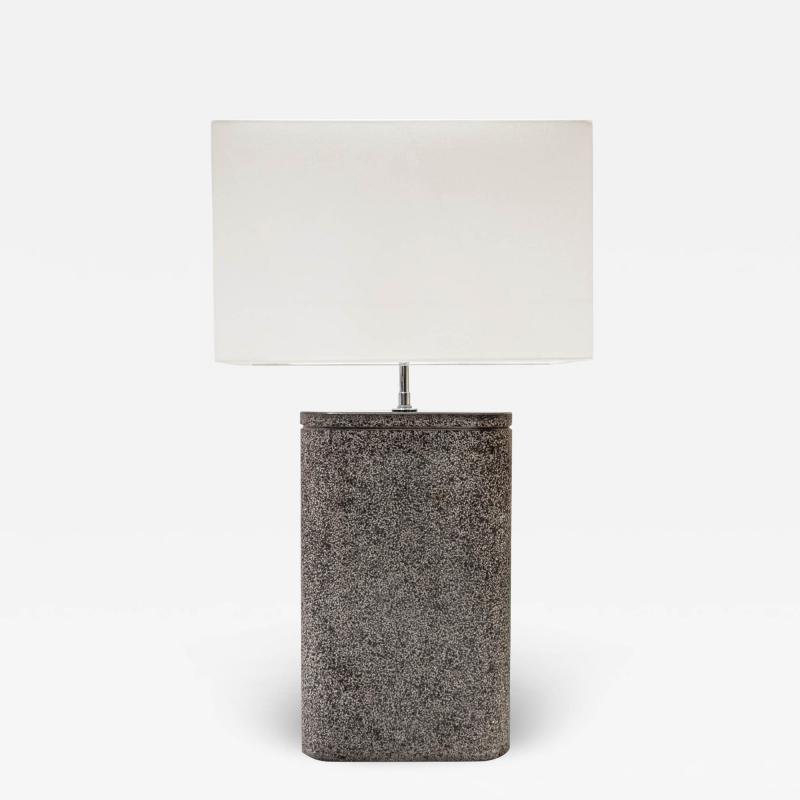 Karl Springer Karl Springer Oval Table Lamp In Black Granite with Lavastone Finish 1980s