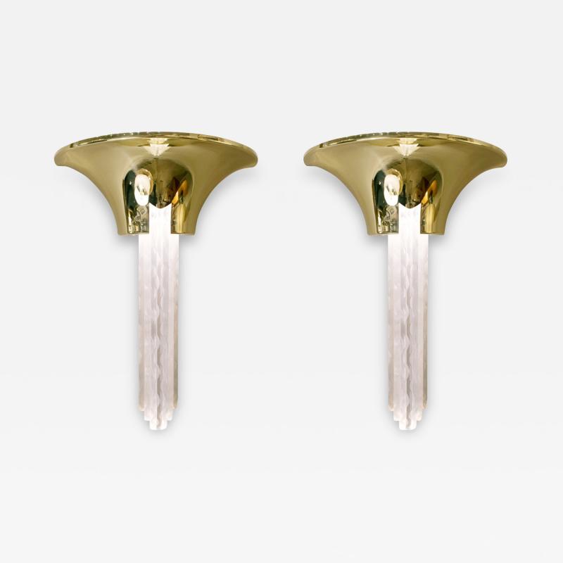 Karl Springer Karl Springer Pair Purcell Sconces with Illuminating Lucite Inserts 1980s