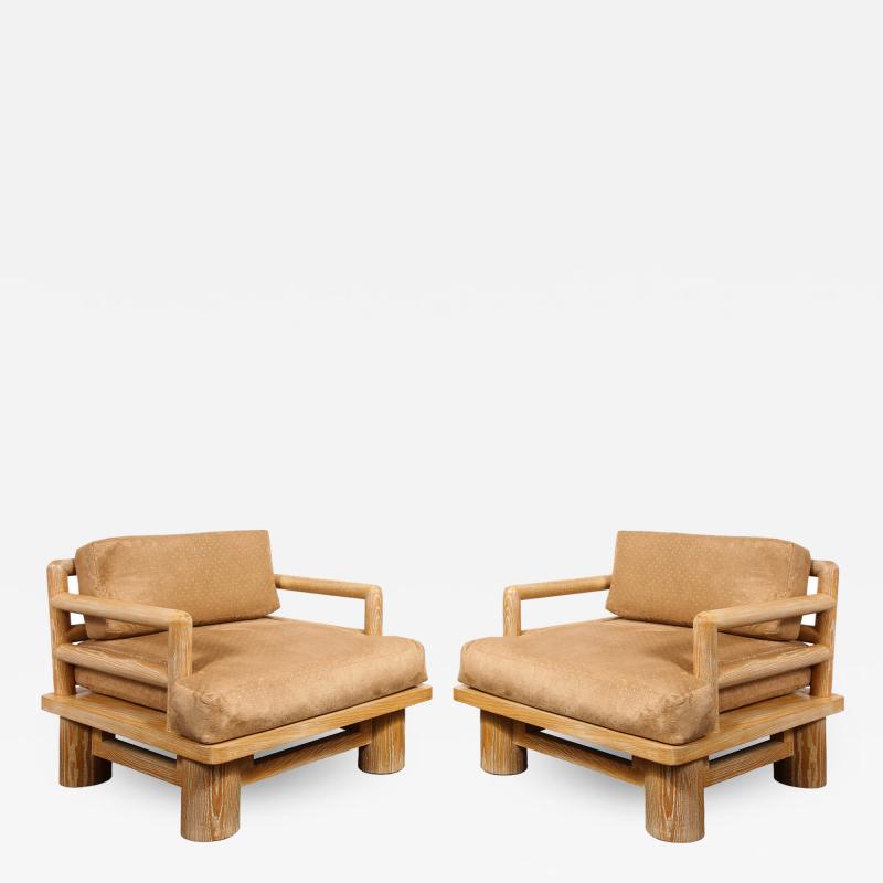 Karl Springer Karl Springer Pair of Exceptional Dowelwood Armchairs 1980s