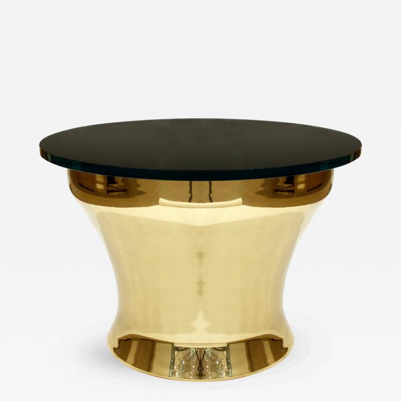 Karl Springer Karl Springer Rain Drum Table in Polished Brass 1980s