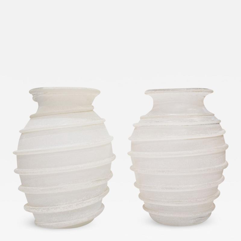 Karl Springer Karl Springer Rare Pair of Large Hand Blown Glass Vases 1980s
