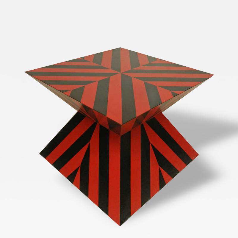 Karl Springer Karl Springer Red and Black Custom Striped Table